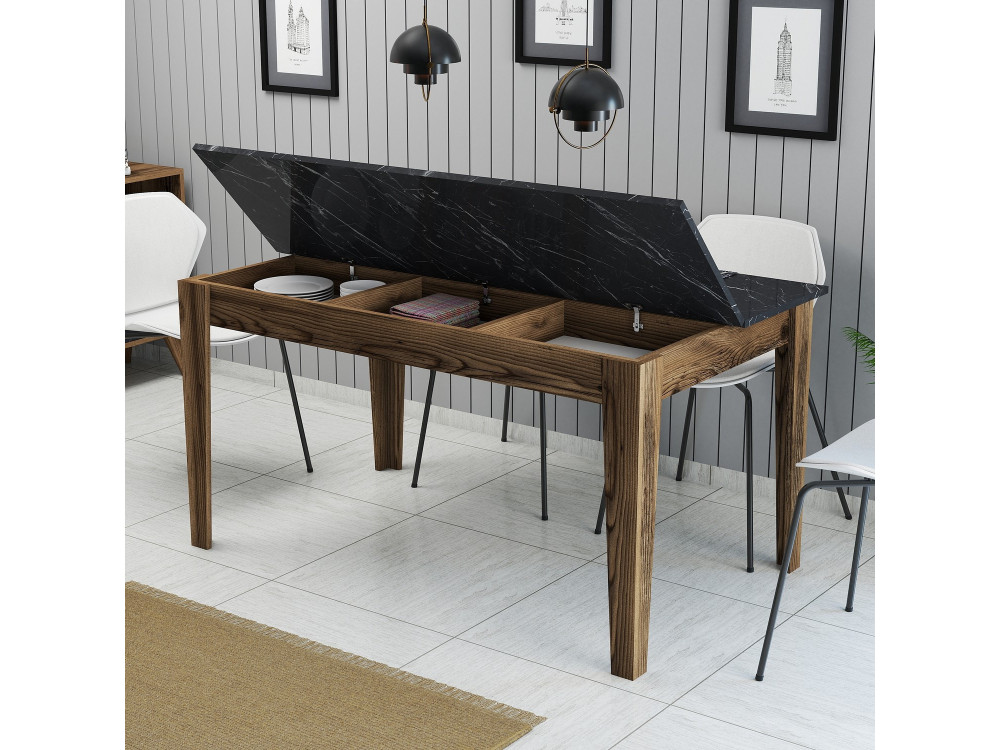 Houten eettafel "Milan500" - 145 x 88 x 75 cm - Zwart