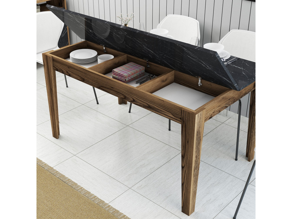Houten eettafel "Milan500" - 145 x 88 x 75 cm - Zwart