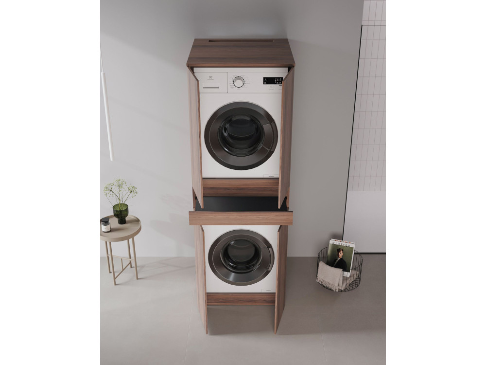Wasmachineonderkast „Neve 70“ – 70 x 73 x 193 cm – Dark Walnut