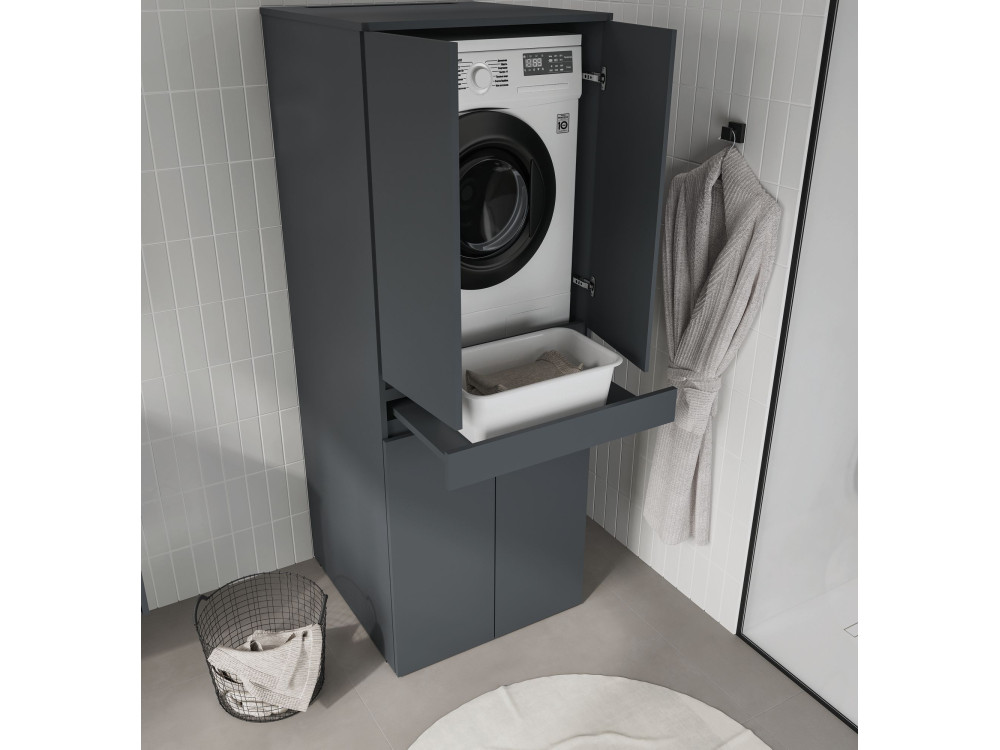 Wasmachineonderkast „Neve 70“ – 70 x 73 x 193 cm – mat antraciet