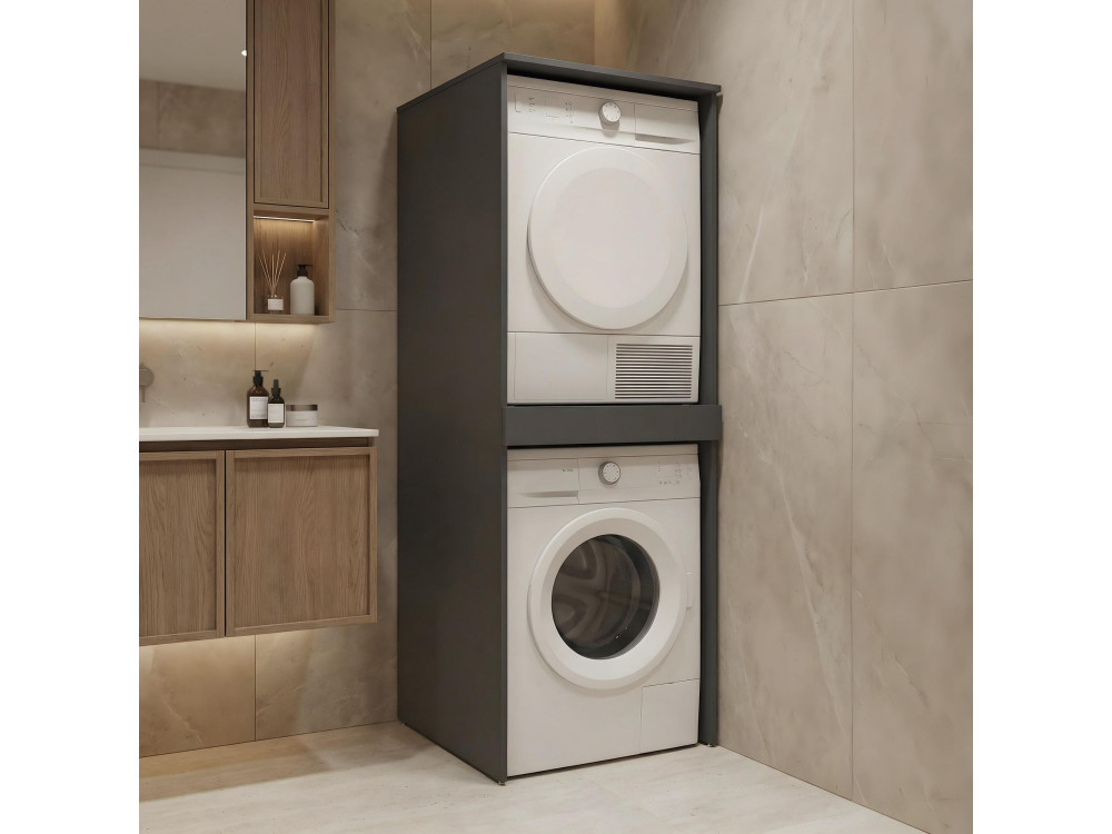 Wasmachineonderkast „Linfa 70“ – 70 x 73 x 193 cm – mat antraciet
