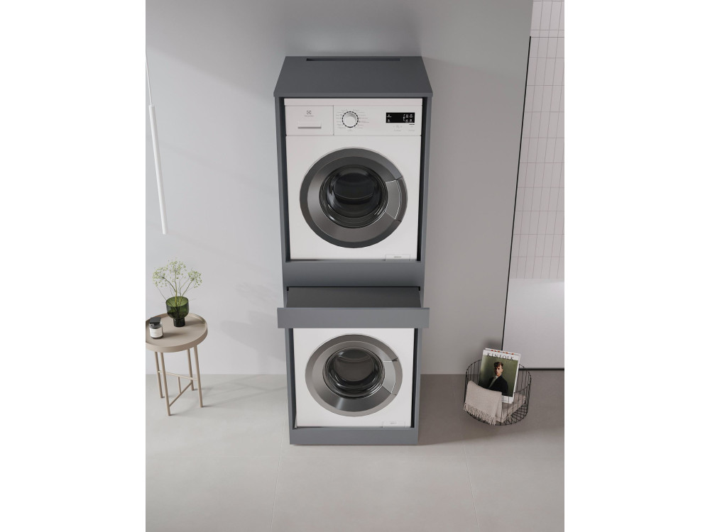 Wasmachineonderkast „Linfa 70“ – 70 x 73 x 193 cm – mat antraciet