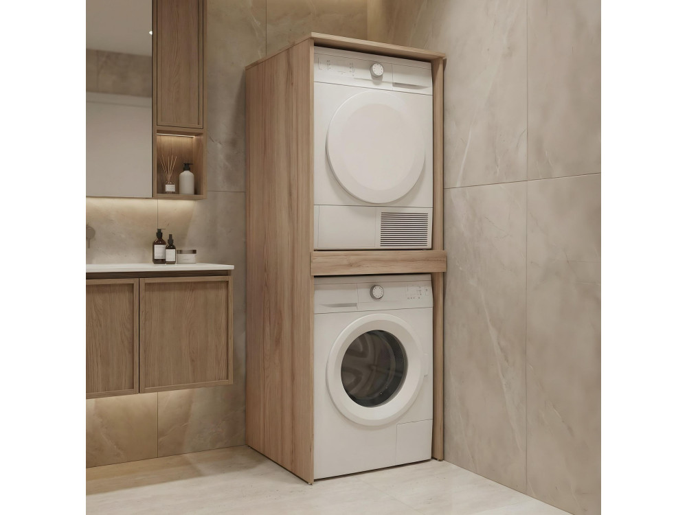 Wasmachineonderkast „Linfa 70“ – 70 x 73 x 193 cm – eiken