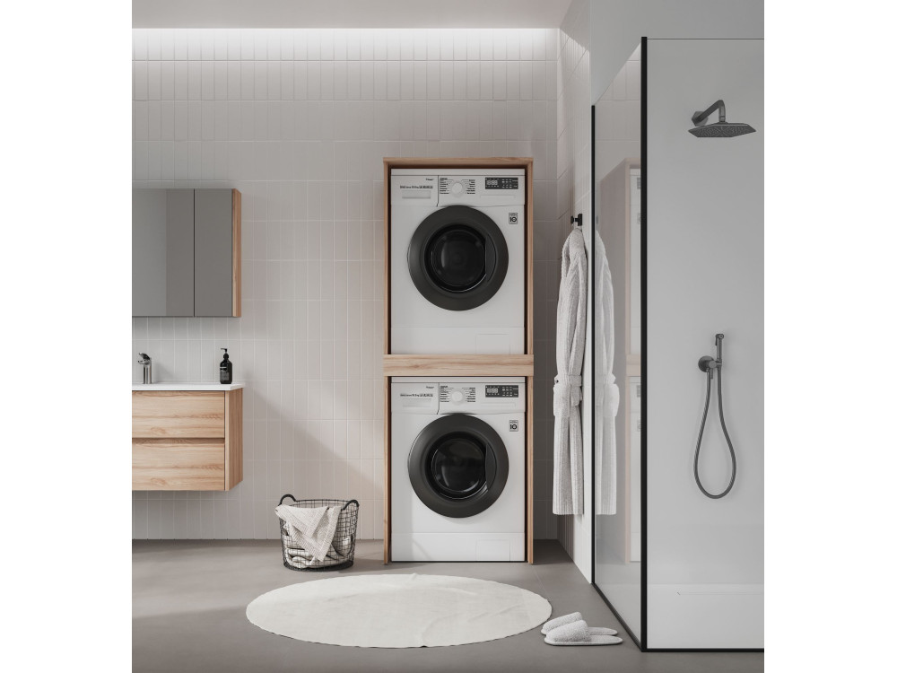 Wasmachineonderkast „Linfa 70“ – 70 x 73 x 193 cm – eiken