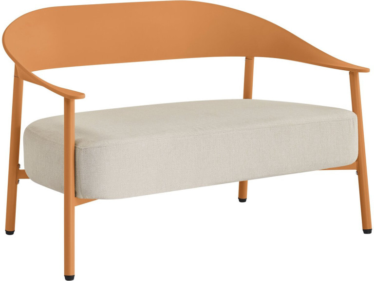 Céora" kunststof en metalen tuinbank - 2 zits - Oranje