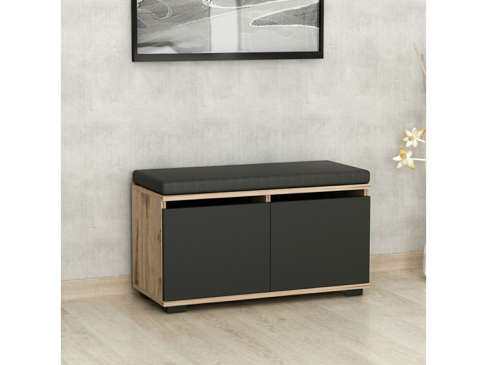 Drago" houten schoenenkast - 80 x 35 x 42 cm - Antraciet grijs