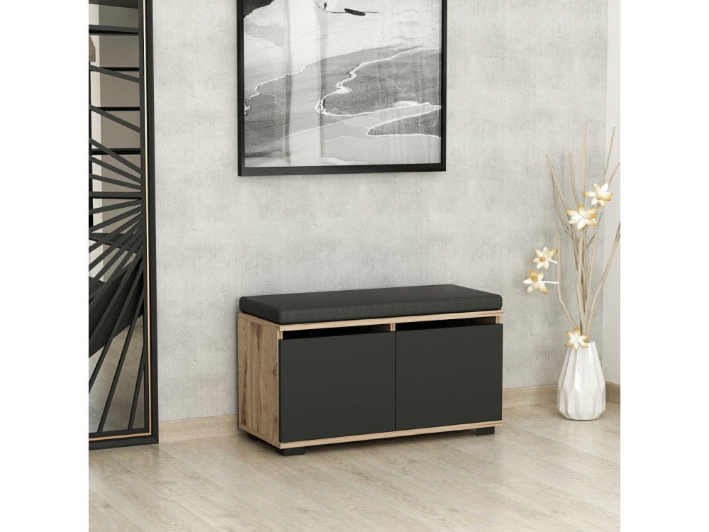 Drago" houten schoenenkast - 80 x 35 x 42 cm - Antraciet grijs