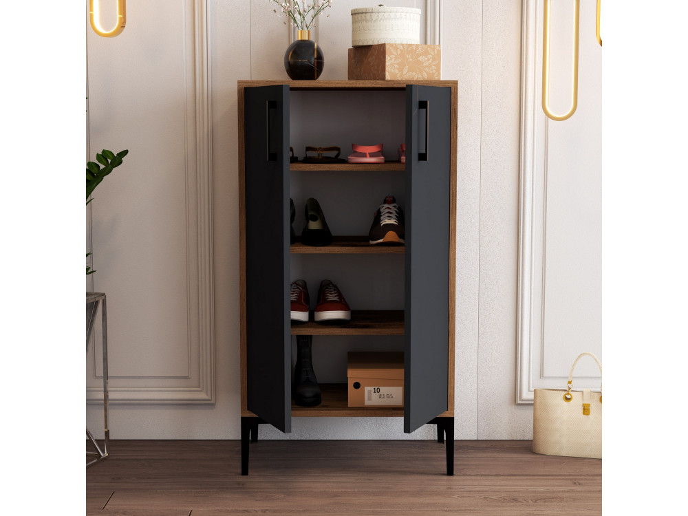 Houten schoenenkast "Prag" - 60 x 35 x 111 cm - Antracietgrijs