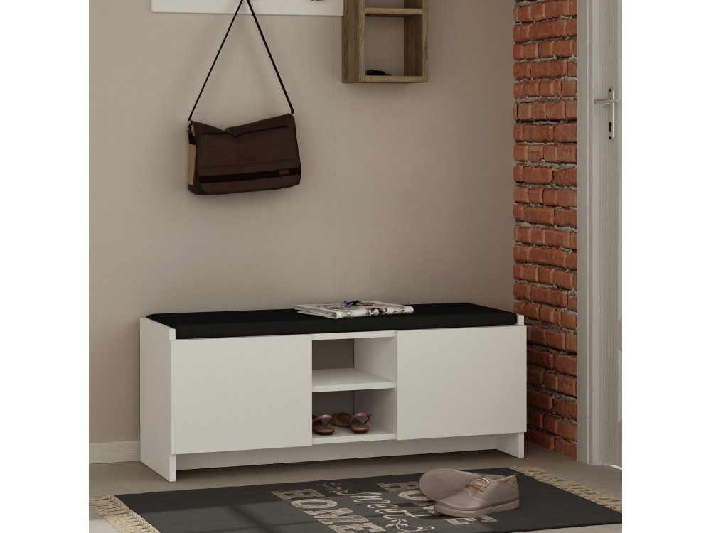 Zulla" houten schoenenkast - 110 x 37 x 43 cm - Wit