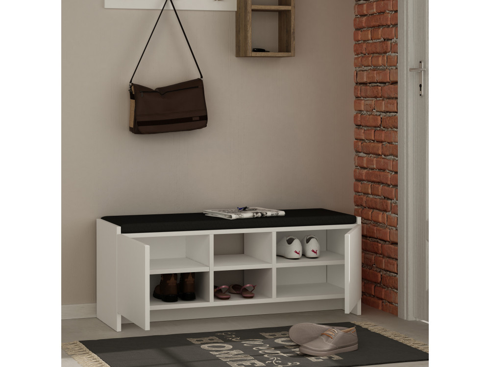 Zulla" houten schoenenkast - 110 x 37 x 43 cm - Wit