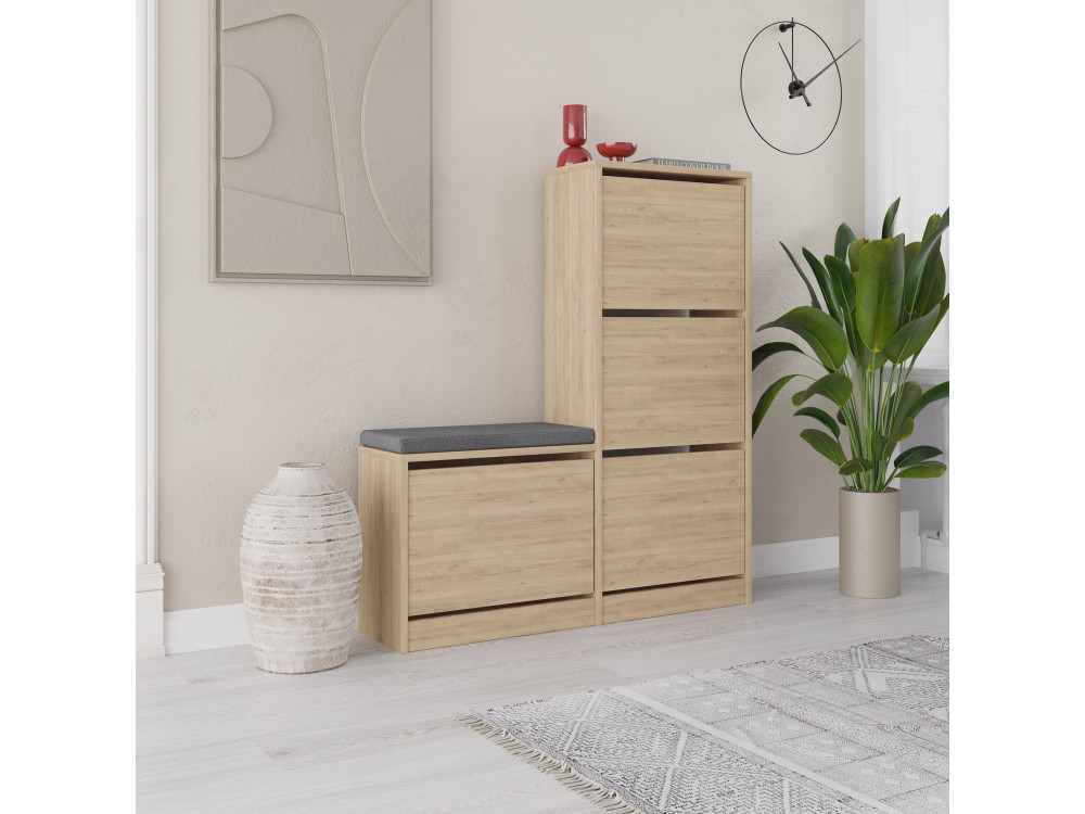 Houten schoenenkast "Dude" - 105 x 26 x 118 cm - Bruin