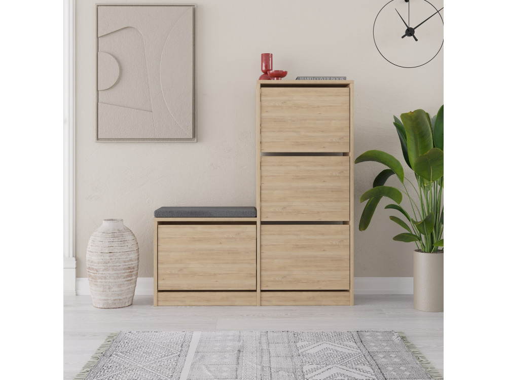Houten schoenenkast "Dude" - 105 x 26 x 118 cm - Bruin