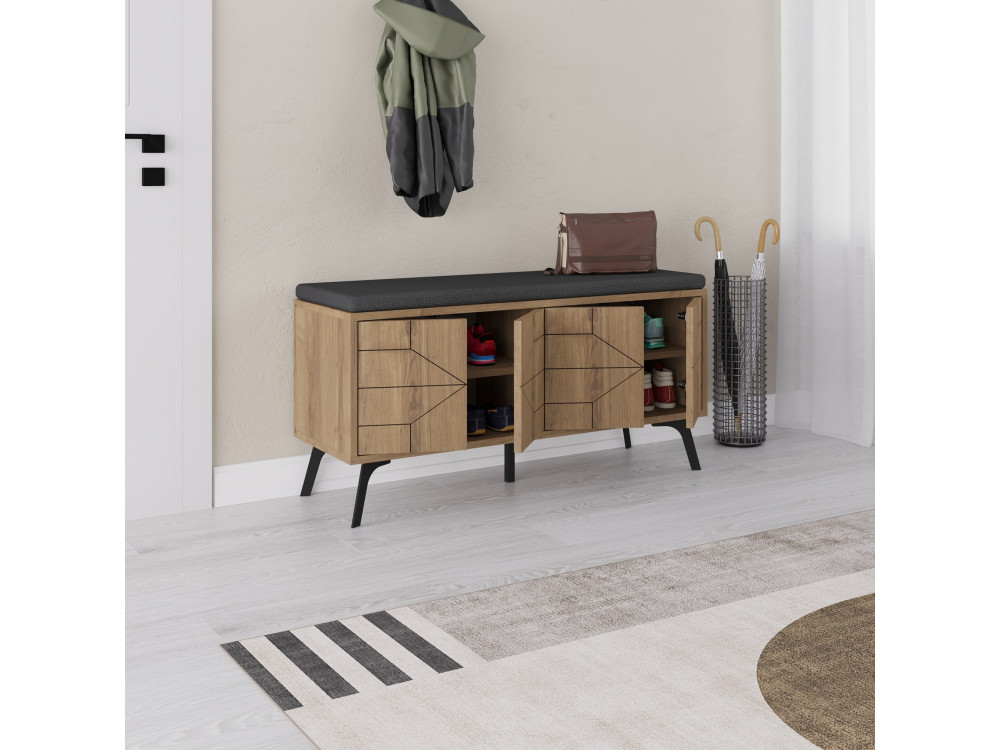 Houten schoenenkast "Dune" - 107 x 35 x 55 cm - Bruin