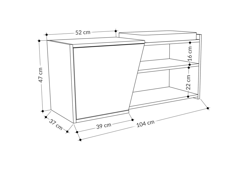 Houten schoenenkast "Fiona" - 104 x 37 x 47 cm - Beige