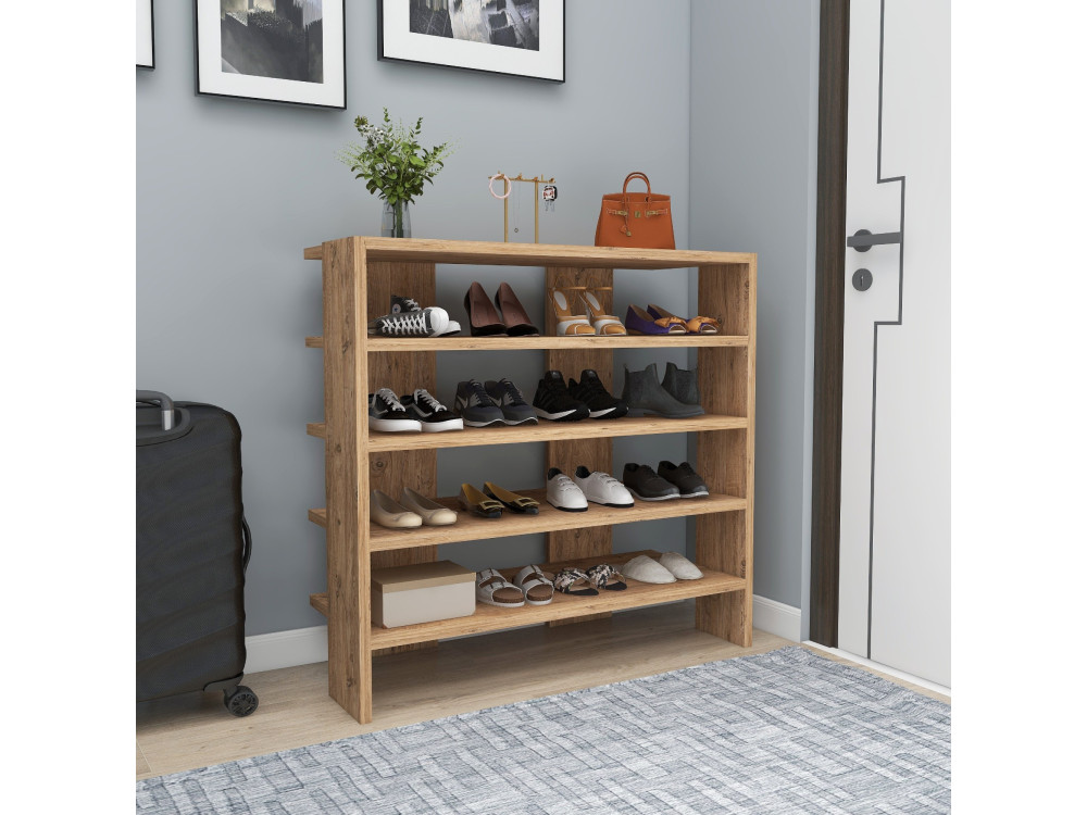 Sargel" houten schoenenkast - 75 x 31 x 72 cm - Bruin