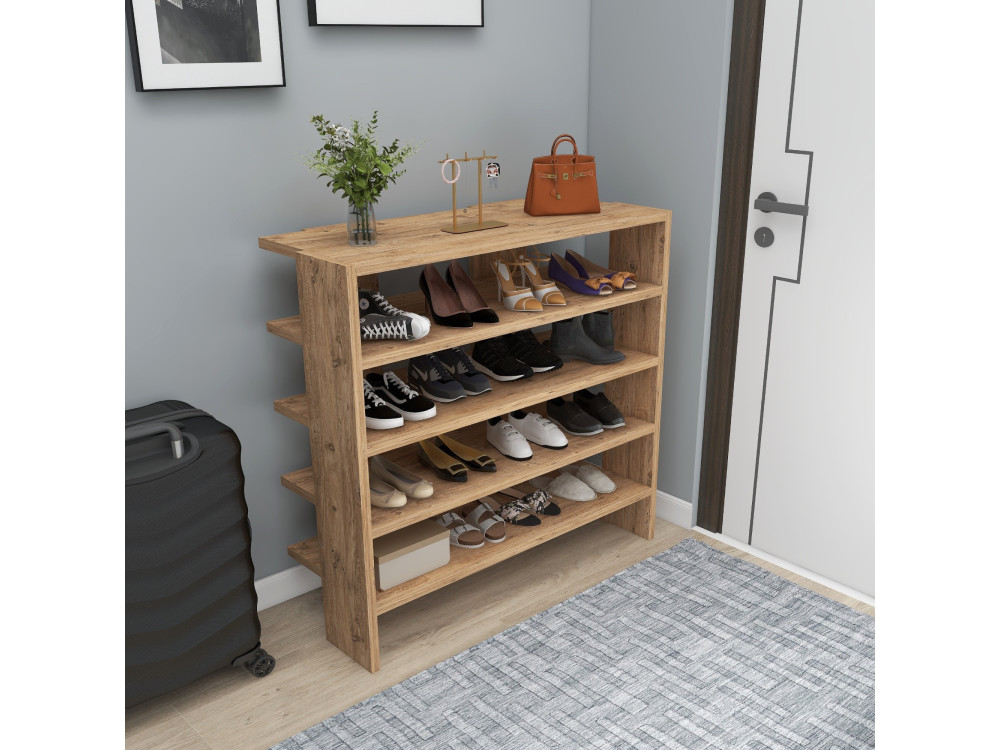 Sargel" houten schoenenkast - 75 x 31 x 72 cm - Bruin