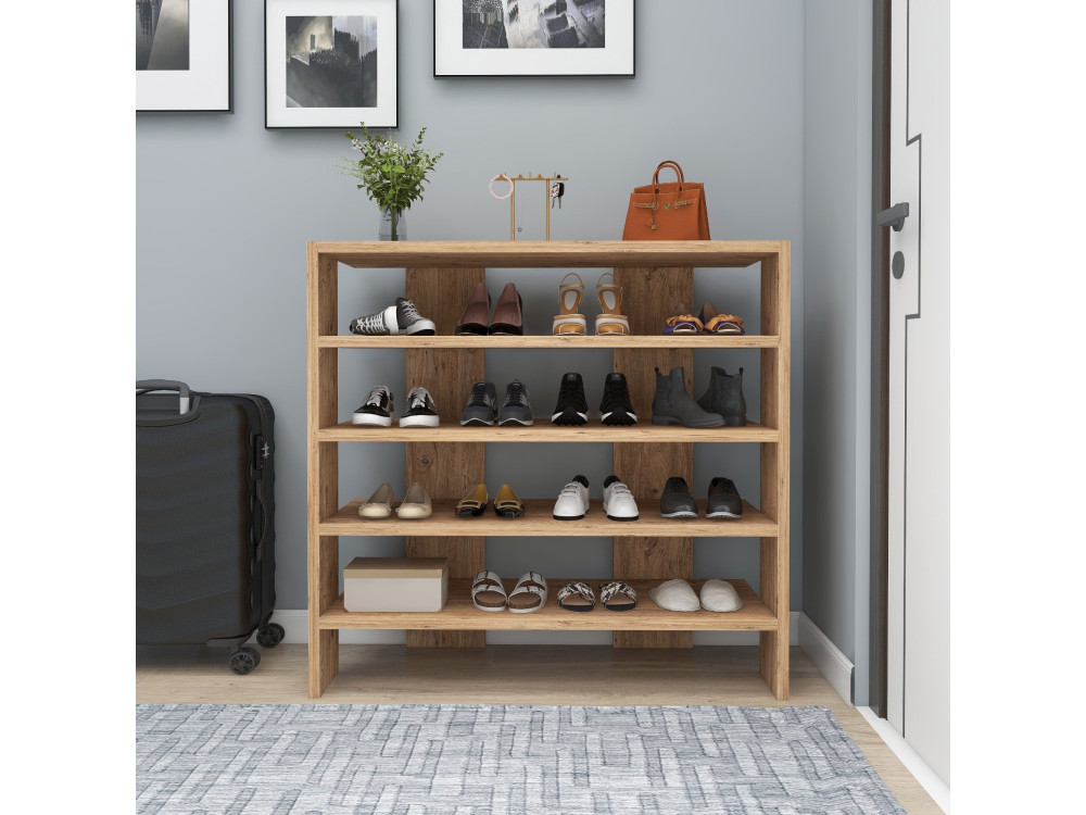 Sargel" houten schoenenkast - 75 x 31 x 72 cm - Bruin