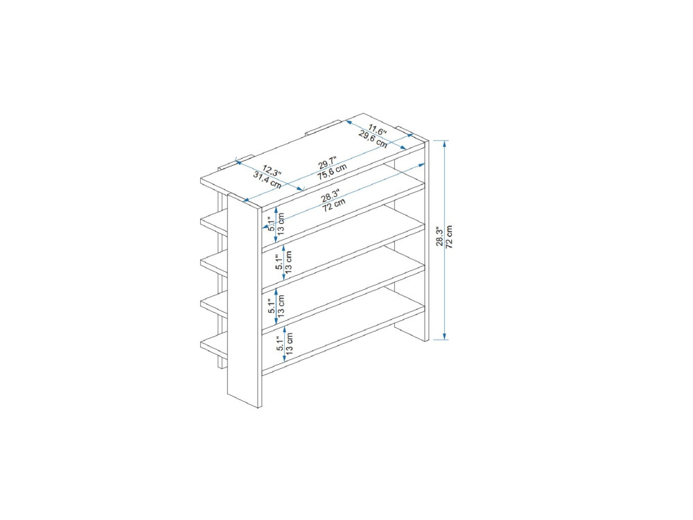 Sargel" houten schoenenkast - 75 x 31 x 72 cm - Bruin