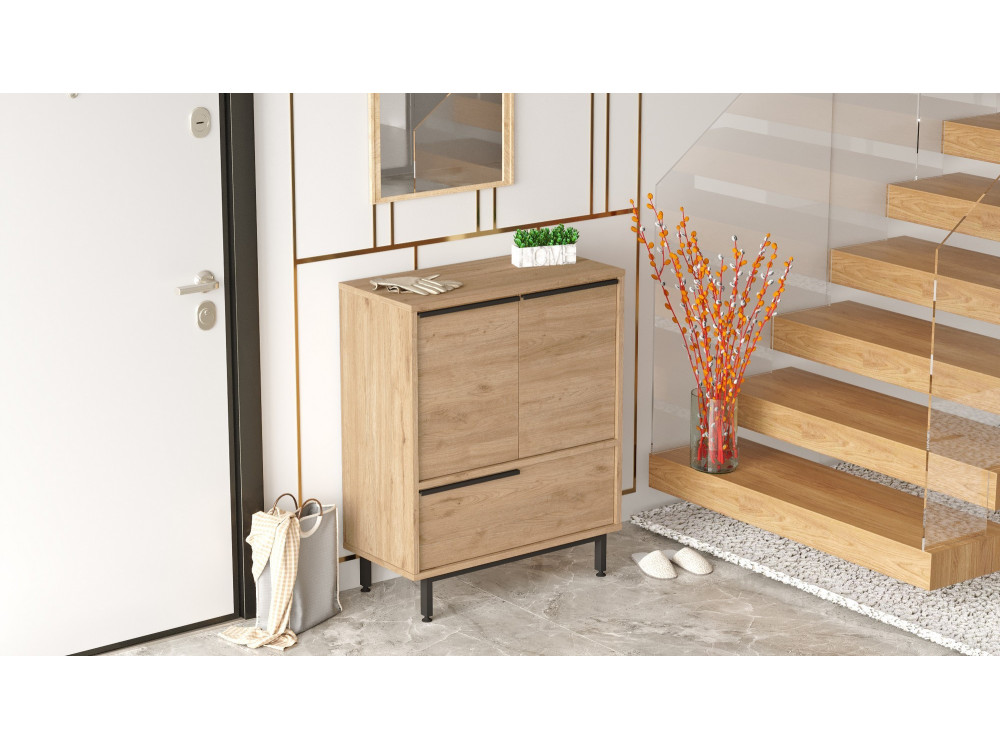 Calvin" houten schoenenkast - 74 x 35 x 90 cm - Bruin