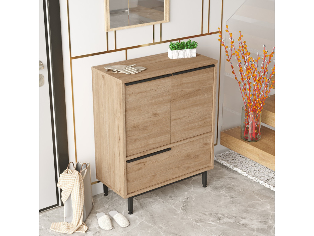 Calvin" houten schoenenkast - 74 x 35 x 90 cm - Bruin