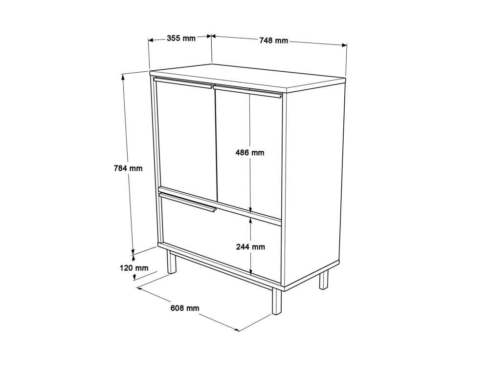 Calvin" houten schoenenkast - 74 x 35 x 90 cm - Bruin
