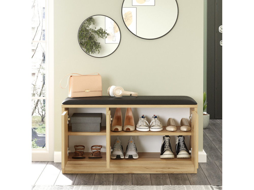 Houten schoenenkast "Mirko" - 90 x 35 x 45 cm - Beige