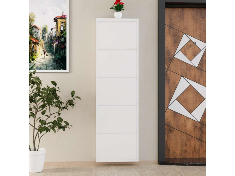 Metalen schoenenkast "Ayse" - 50 x 15 x 169 cm - Wit