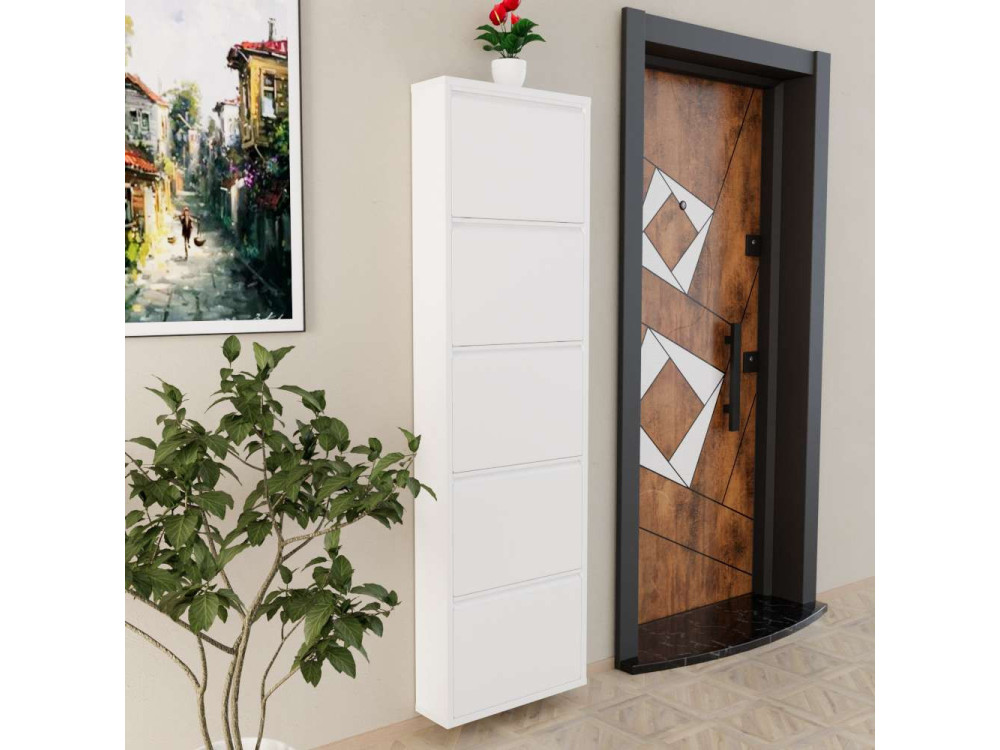 Metalen schoenenkast "Ayse" - 50 x 15 x 169 cm - Wit