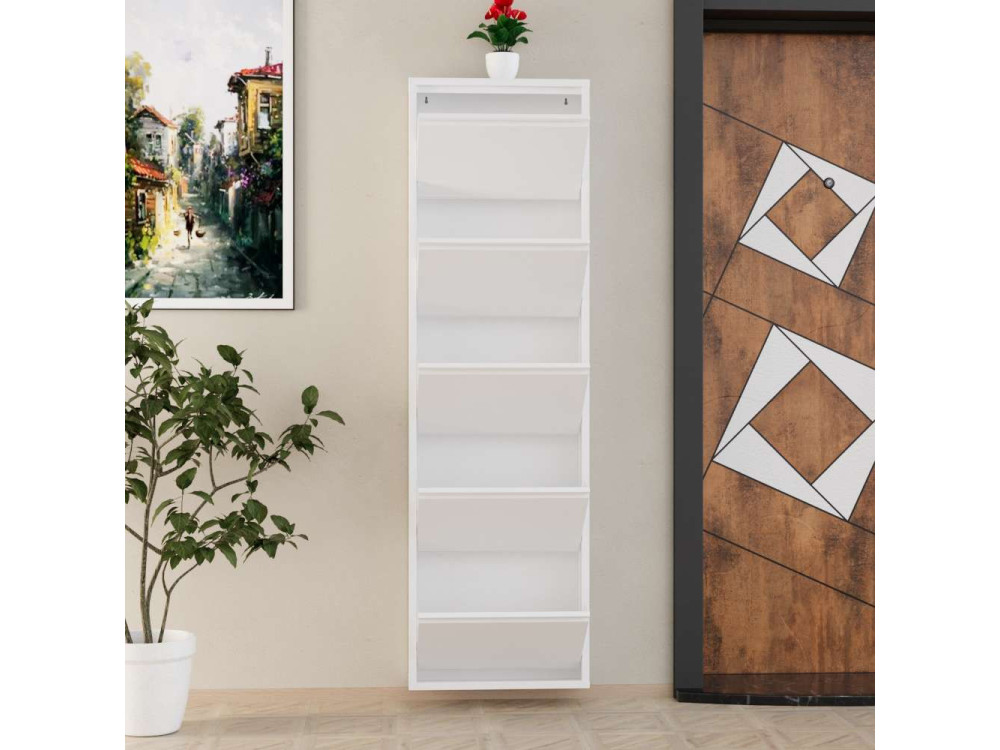Metalen schoenenkast "Ayse" - 50 x 15 x 169 cm - Wit
