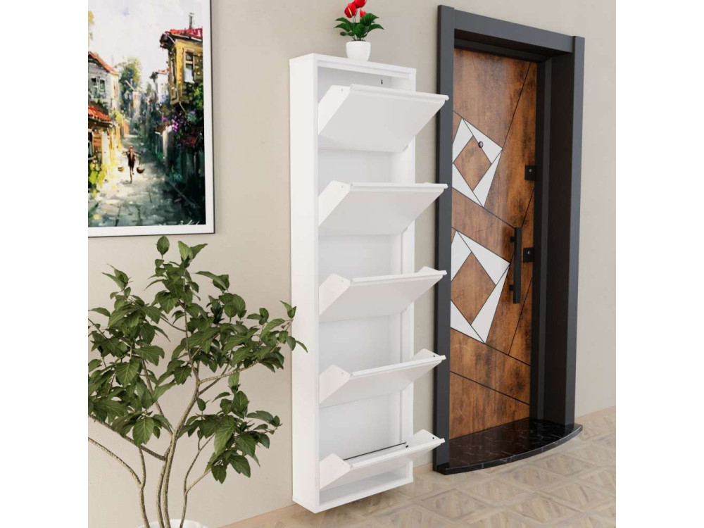 Metalen schoenenkast "Ayse" - 50 x 15 x 169 cm - Wit