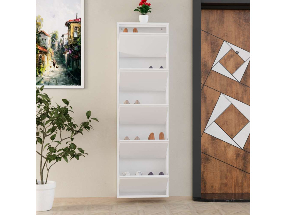 Metalen schoenenkast "Ayse" - 50 x 15 x 169 cm - Wit