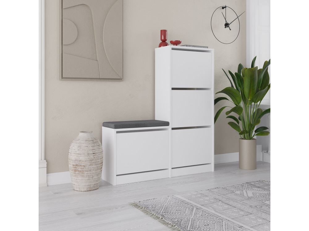 Houten schoenenkast "Dude" - 105 x 26 x 118 cm - Wit