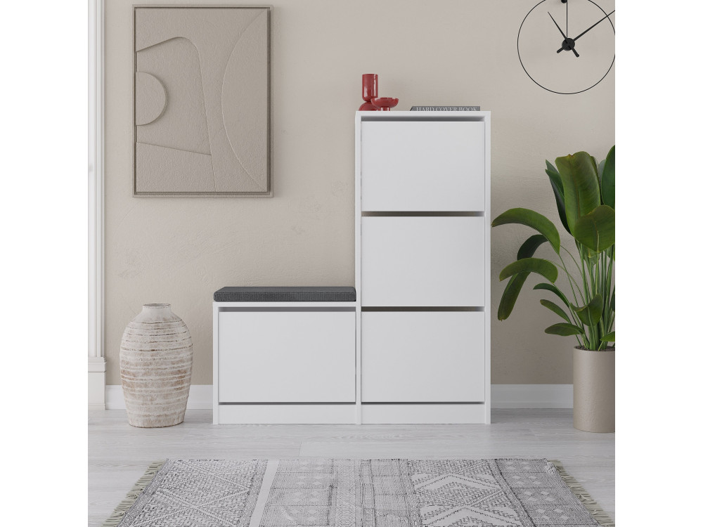 Houten schoenenkast "Dude" - 105 x 26 x 118 cm - Wit