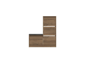 Schoenenkast "Dude" met houten zitting - 105 x 26 x 118 cm - Bruin
