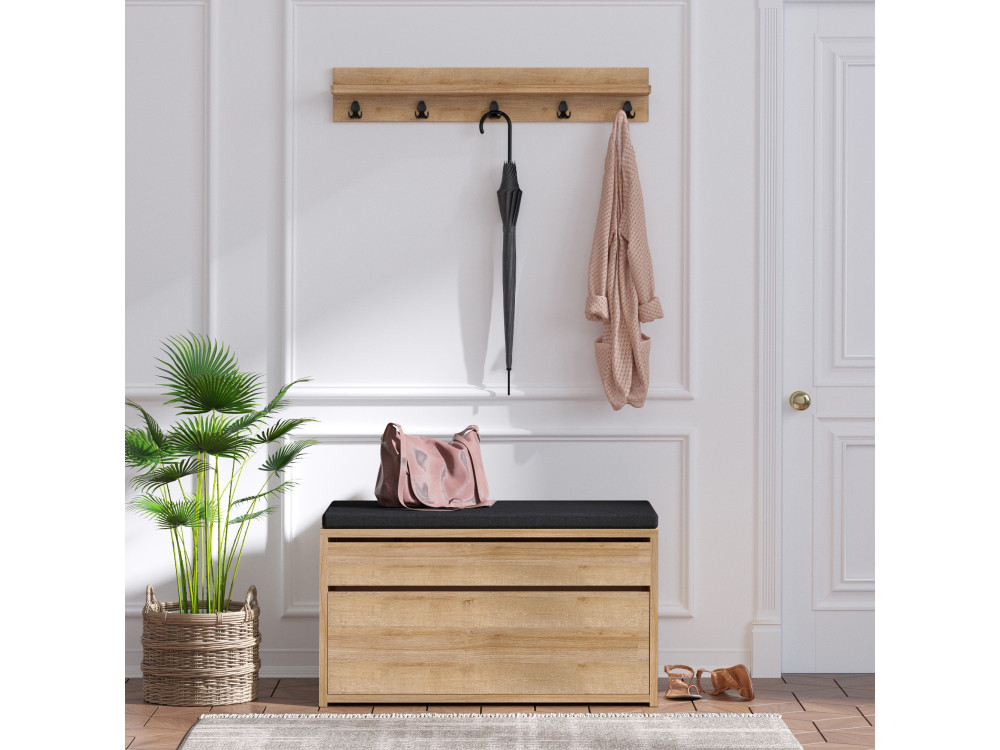 Boby" houten schoenenkast met bankje - 80 x 35 x 42 cm - Beige