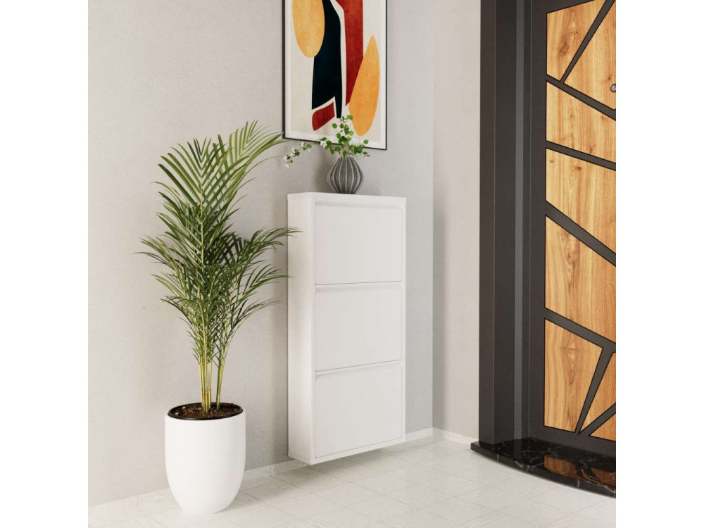 Metalen schoenenkast Luna - 50 x 15 x 103 cm - Wit