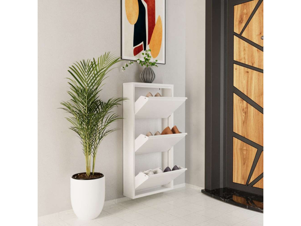 Metalen schoenenkast Luna - 50 x 15 x 103 cm - Wit