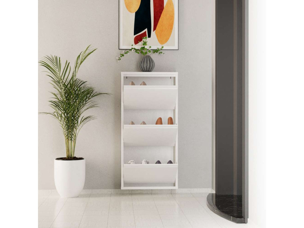 Metalen schoenenkast Luna - 50 x 15 x 103 cm - Wit