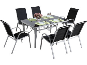 Tuinset textileen "Cordoba" - Phoenix - 6 zits - Zwart