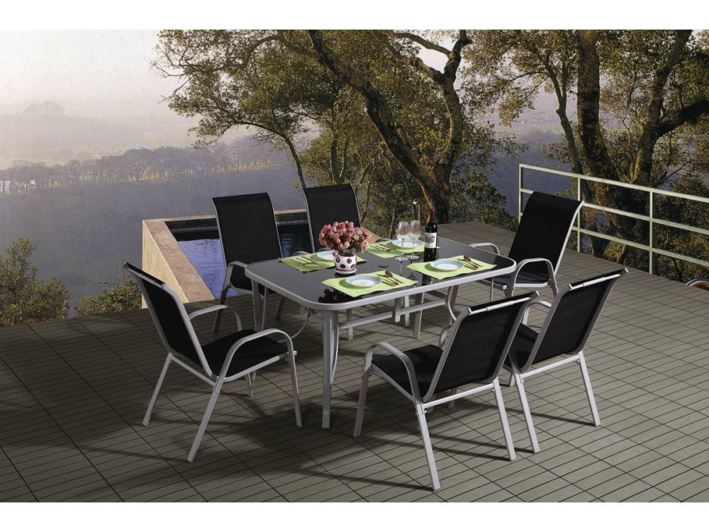 Tuinset textileen "Cordoba" - Phoenix - 6 zits - Zwart