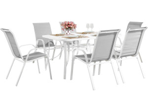 Tuinset textileen "Cordoba" - Phoenix - 6 zits - Grijs