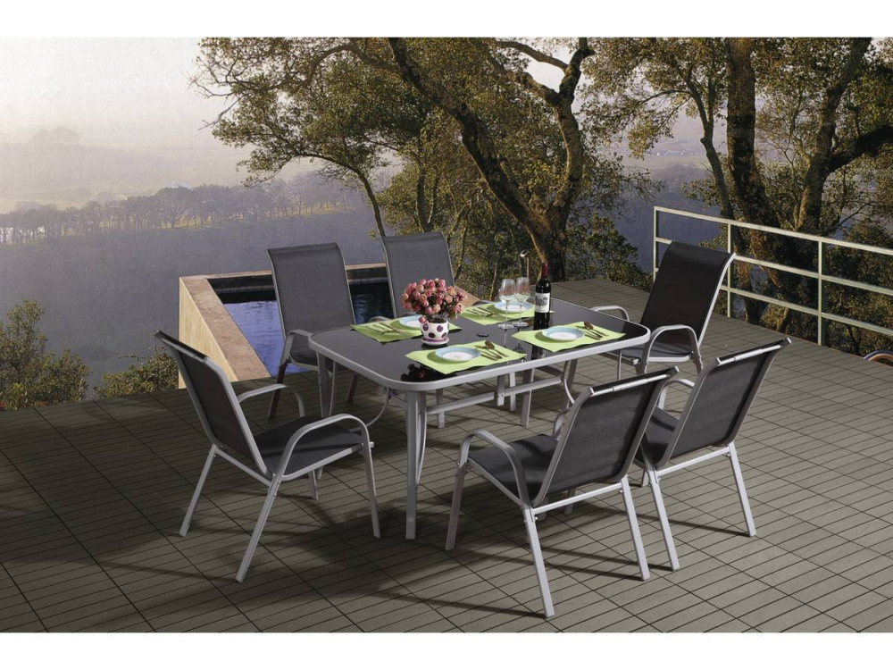 Tuinset textileen "Cordoba" - Phoenix - 6 zits - Grijs Donkergrijs