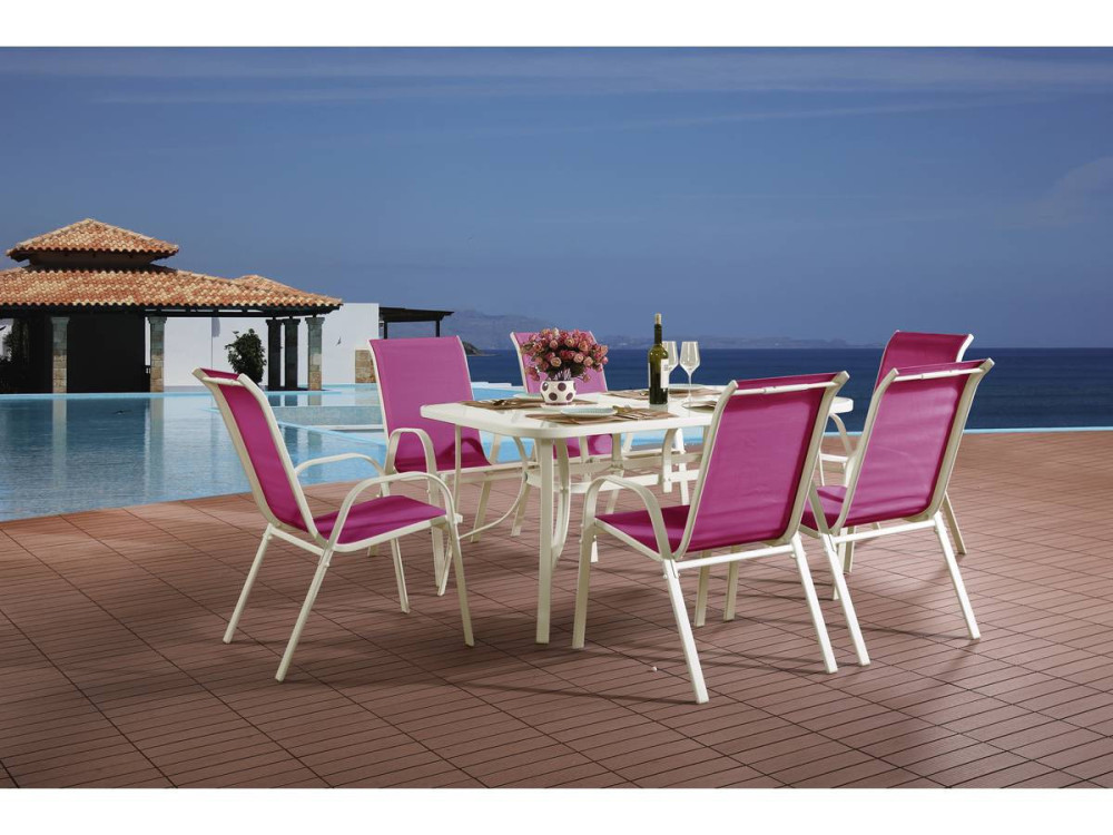 Tuinset textileen "Cordoba" - Phoenix - 6 zits - Fuschia