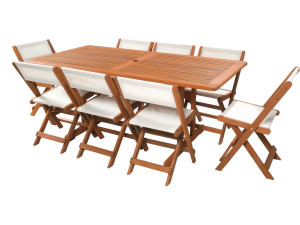 Tuinset eettafel outdoor "Séoul" - 1 tuintafel + 8 tuinstoelen - Maple - Beige - lichtbruin
