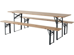 Tuintafel met 2 banken brasserie inklapbare tafel outdoor "Lisbonne" - 218 x 59,5 x 75 cm -  Bruin - kastanjebruin