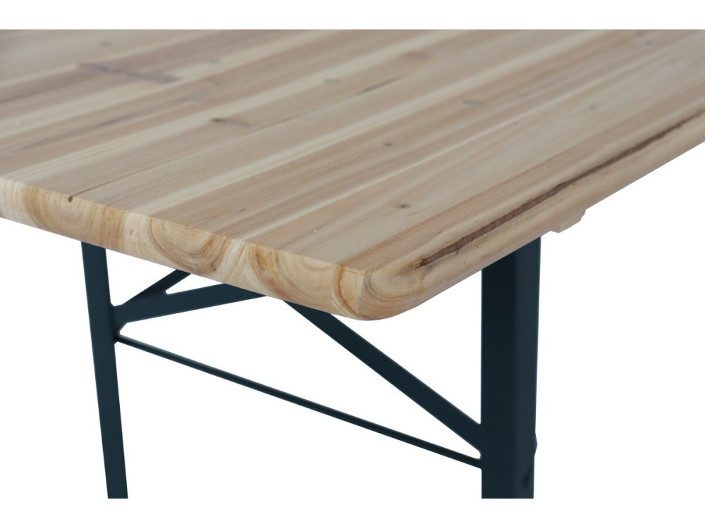 Tuintafel met 2 banken brasserie inklapbare tafel outdoor "Lisbonne" - 218 x 59,5 x 75 cm -  Bruin - kastanjebruin