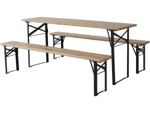 Tuintafel met 2 banken brasserie inklapbare tafel outdoor "Lisbonne" - 176 x 46 x 75 cm -  Bruin - kastanjebruin