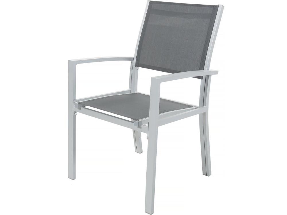 Tuinset tuintafel uitschuifbaar tafel outdoor aluminium "Lagos" - 200/320 x 105 x 76 cm - 10 tuinstoelen - Grijs Donkergrijs