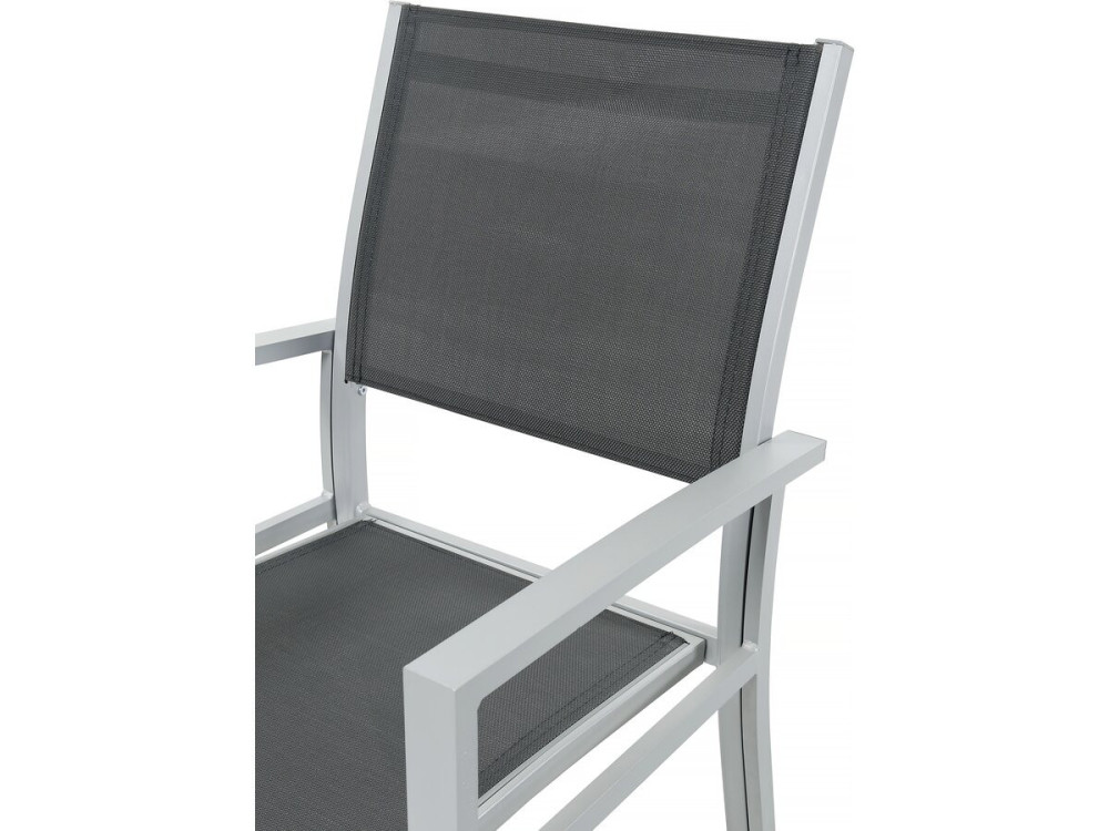 Tuinset tuintafel uitschuifbaar tafel outdoor aluminium "Lagos" - 200/320 x 105 x 76 cm - 10 tuinstoelen - Grijs Donkergrijs
