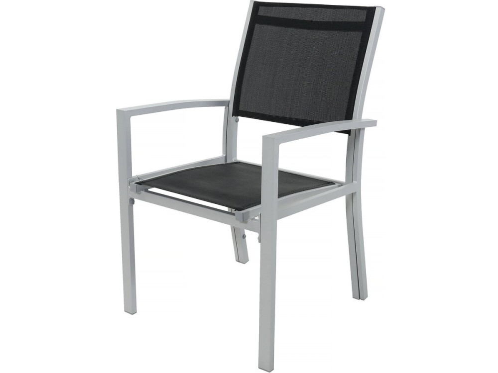 Tuinset tuintafel uitschuifbaar tafel outdoor aluminium "Lagos" - Tuintafel uitschuifbaar 200/320 x 105 x 76 cm - 10 tuinstoelen - Zwart